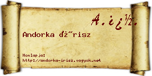 Andorka Írisz névjegykártya